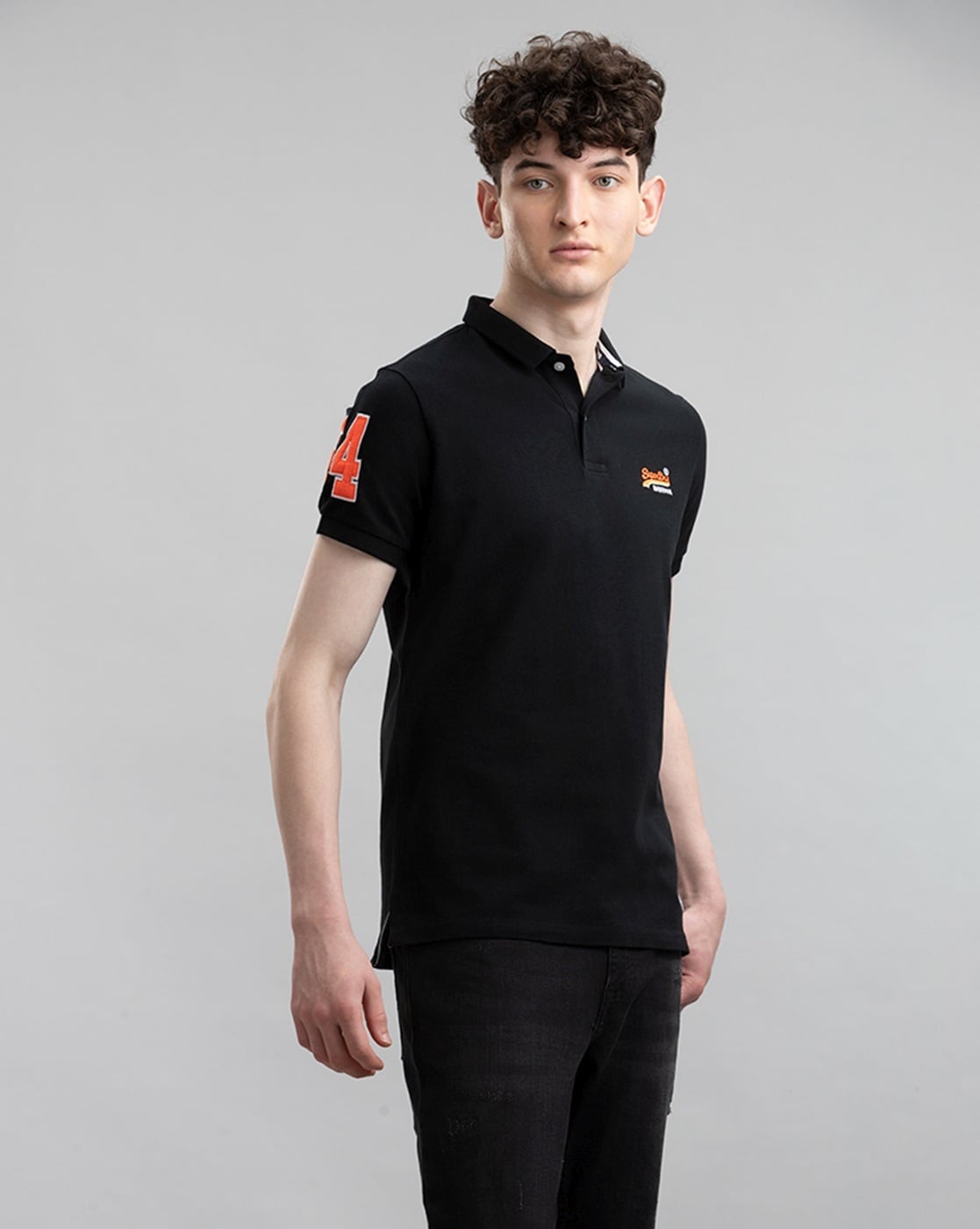 Superdry Classic Pique Polo Shirt in Black Grit Black