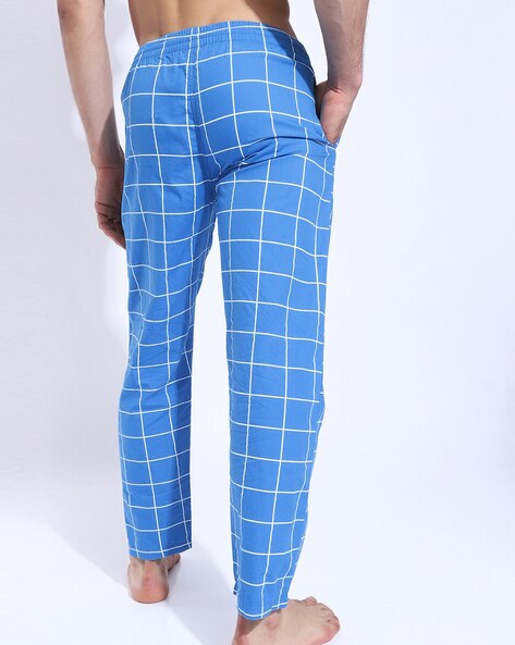 Blue Checked Premium Cotton Lounge Pant Pajama Online In India Color Blue  SizeShirt M