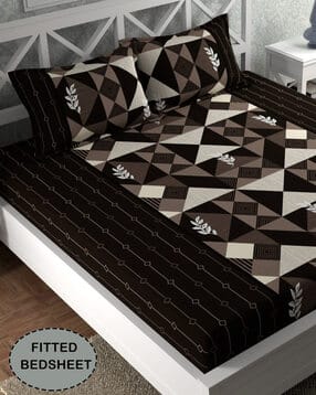 cg homes 180 TC Geometric Print Fitted Double Bedsheet-picture-12