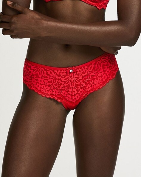 Buy Hunkemoller Rose Brazilian Panties, Red Color Women