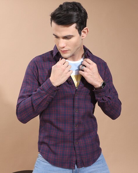 Violet store check shirt