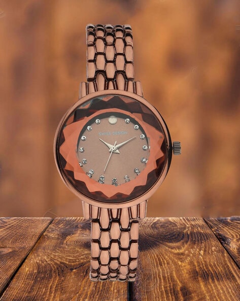 Wrist watch, narrow studded strap in black colour with triple wrap around |  Jewelry Eshop