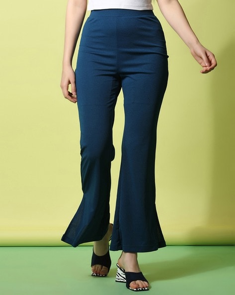 Buy Teal Blue Trousers & Pants for Women by SELVIA Online