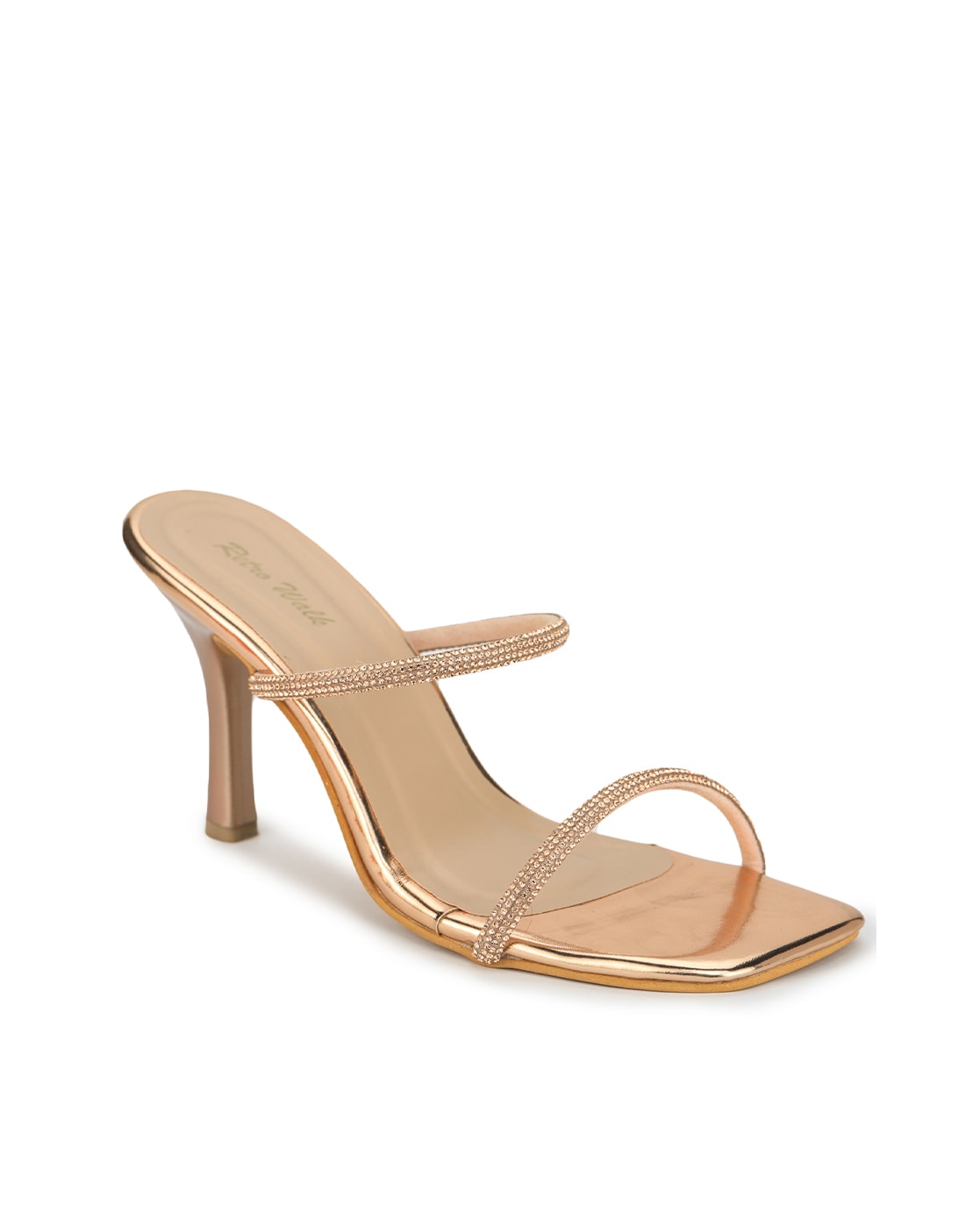 Crossed Wires Gold Metallic Lace-Up Heeled Sandals – Club L London - USA