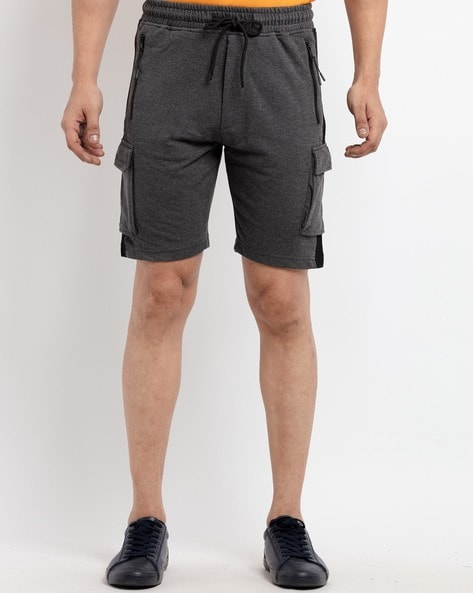 Heathered Cargo Shorts with Zipper Pockets