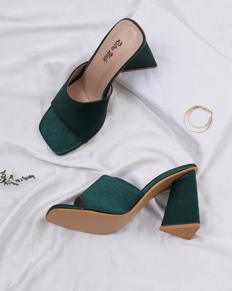 Emerald green chunky on sale heels