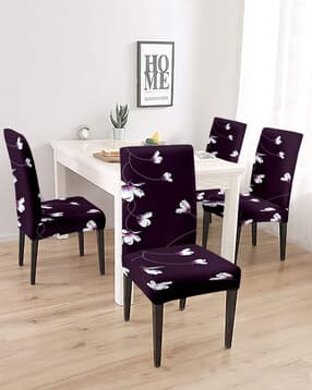 cortina eyelet curtain Pack of 4 Dining Chair Slip Covers Floral-picture-41