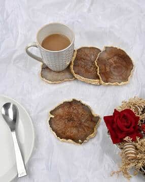 homearte india Pack of 4  Agate Coasters with gold edge-picture-21