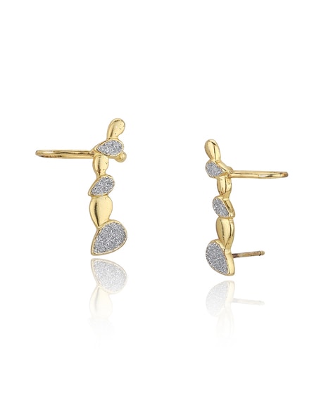 Gold Rainbow Moonstone & Opal Ear Climbers | La Kaiser