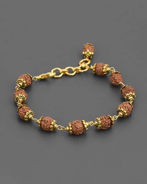 LYUSHI Golden Cap Rudraksha Bracelet with Sphatik/Red Stone for Men and  Women-sonthuy.vn