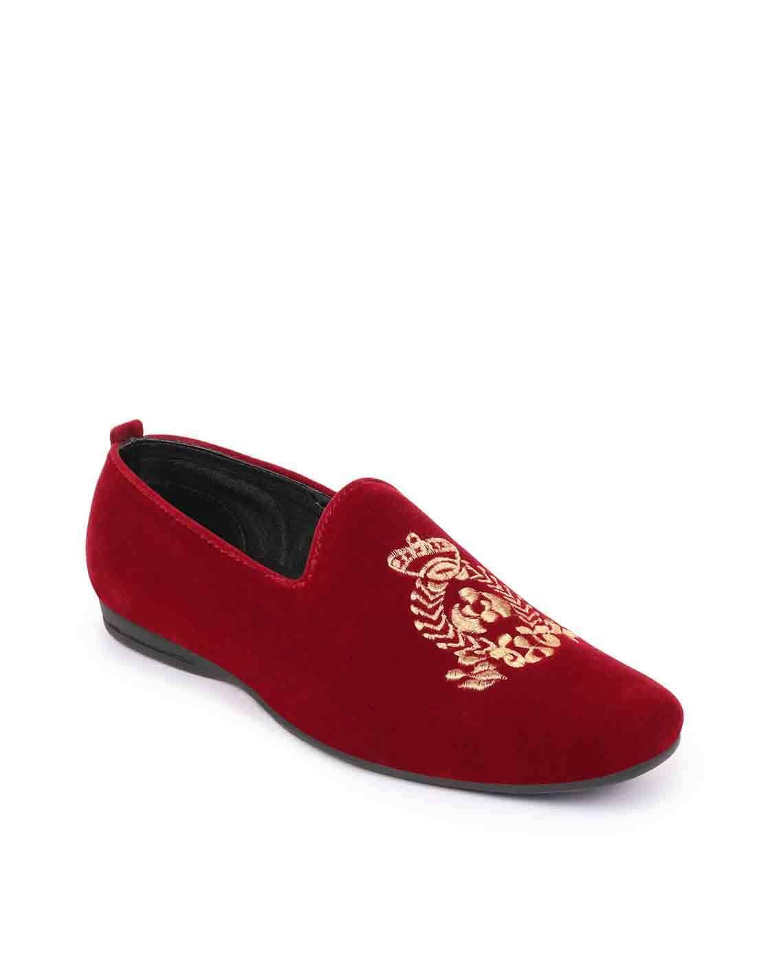 Red Velvet Casual Shoes For Men