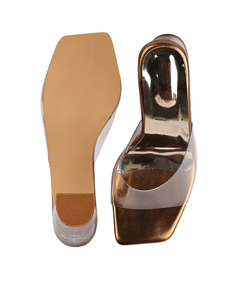 Buy Shoetopia Stunning Upper Bow Detailed Copper Block Heels for Women  Online