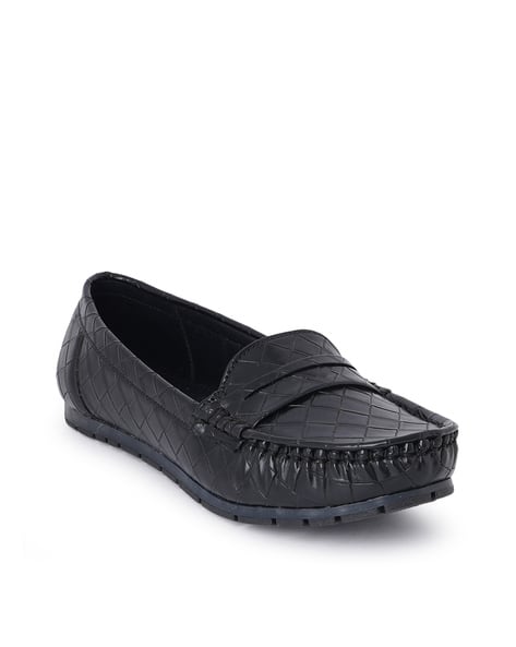 Textured Round-Toe Slip-Ons