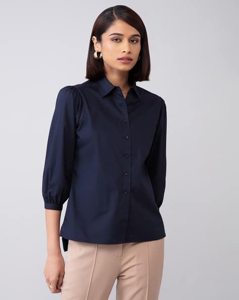 Cotton Top with Puff Sleeves