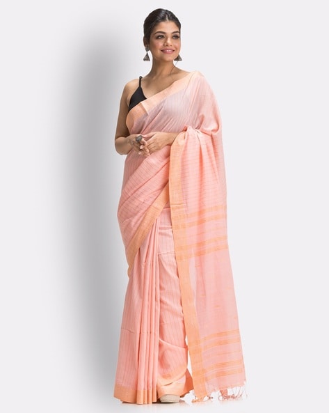 Salmon Pink Woven Designer Silk Saree - Clothsvilla