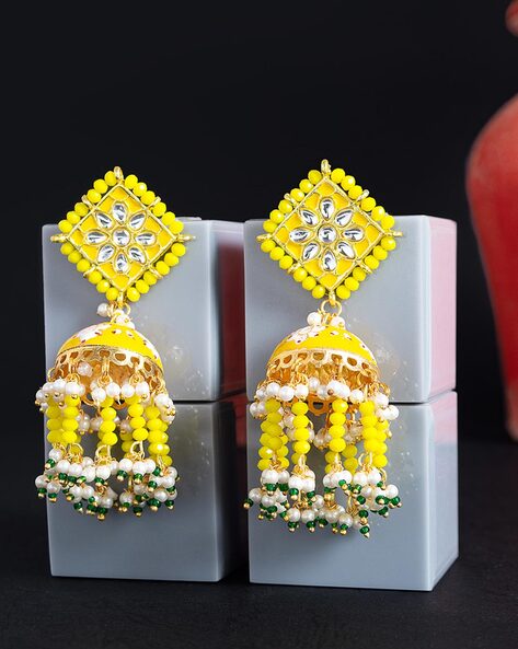 STEEPLOOK Yellow Floral Dangle Earring With Yellow Tassels at Rs 70/pair |  Dangling Earring in Delhi | ID: 21852816148
