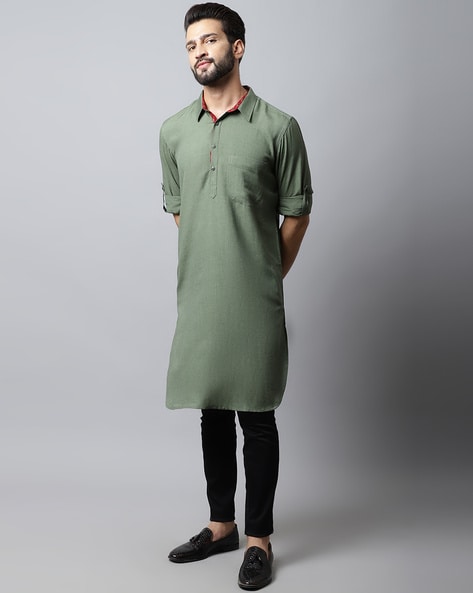 Even Long Kurta with Patch Pocket