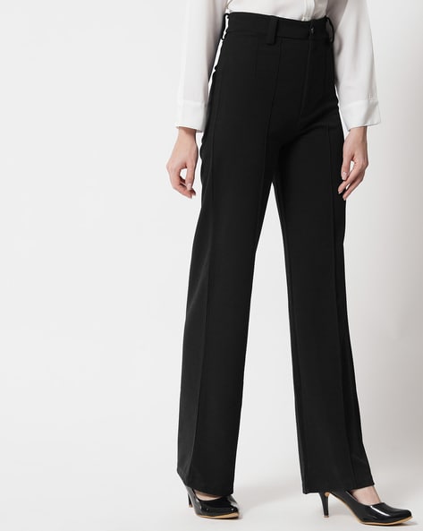 Ladies black hot sale pleated trousers