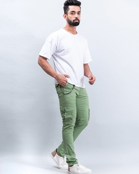 Flat-Front Mid-Rise Cargo Pants