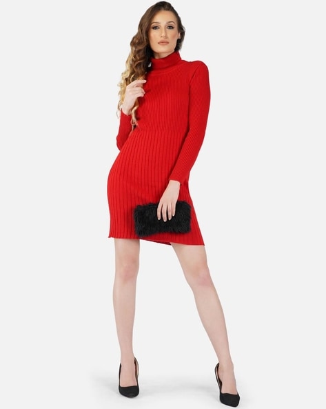 Red Knit Bodycon Dress