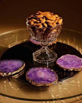 Pack of 4 Agate Coasters with gold edge