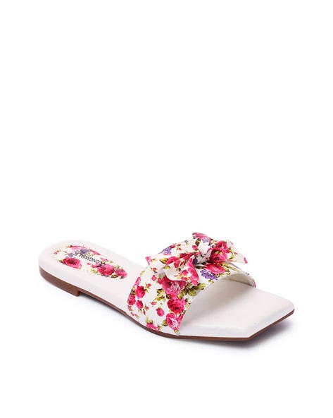 Buy The Nautical Floral Black Platform Wedge Sandals for Women Online in  India