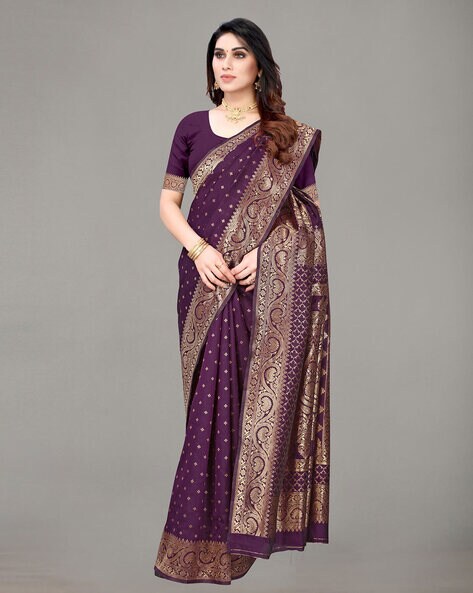 Saumya Violet Banarasi Saree – Zariknyaa