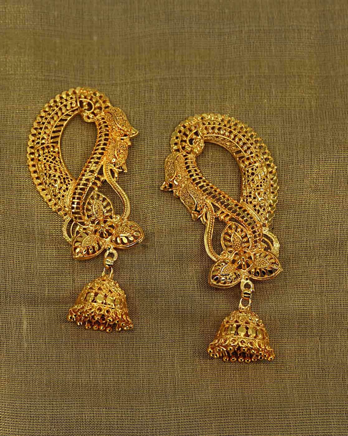 Buy Indian Earrings Antique Gold Jhumka Ear Cuff Earrings South Online in  India  Etsy