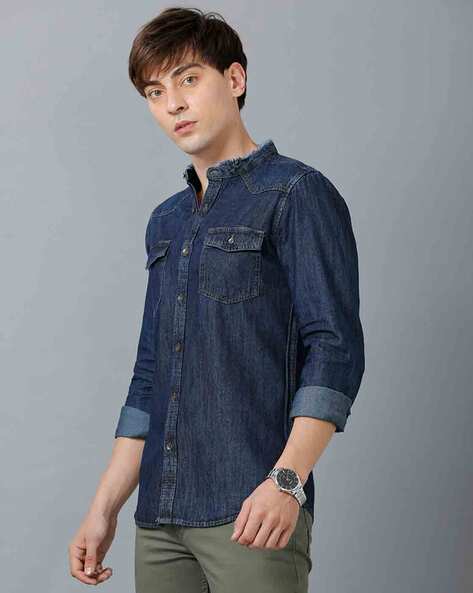 Buy ZEDD Blue Solid Cotton Relaxed Fit Men's Casual Shirt | Shoppers Stop