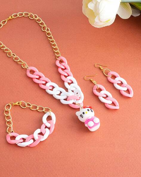 Hello Kitty Girls Enamel Hearts Double Necklace Set - Walmart.com