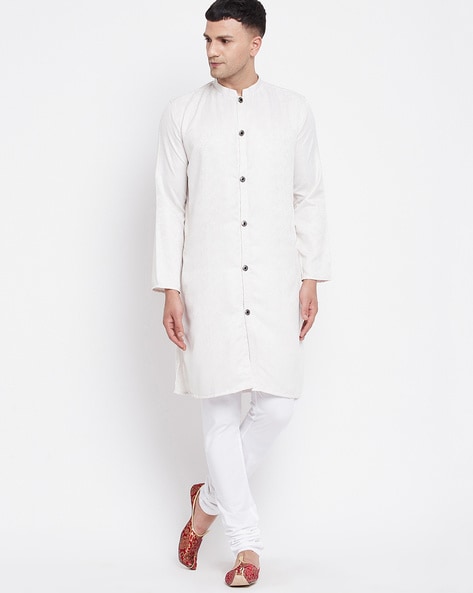 Buy Pearl White Solid Kurta Set Online in India @Manyavar - Kurta Pajama  for Men