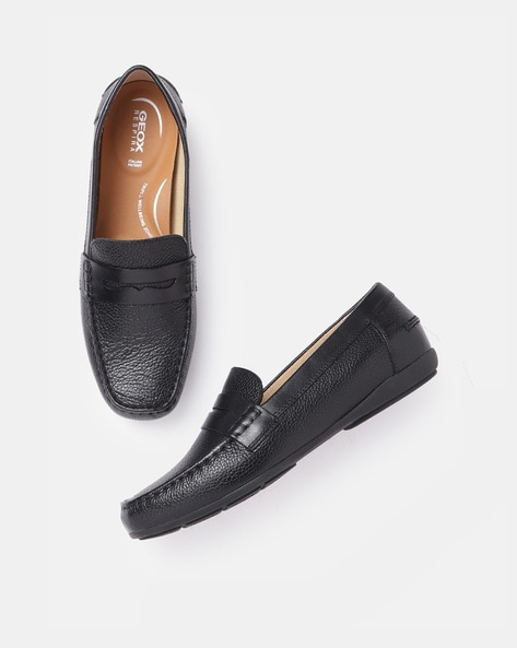 GEOX Leather Moccasins Shoes | Black Color | AJIO LUXE