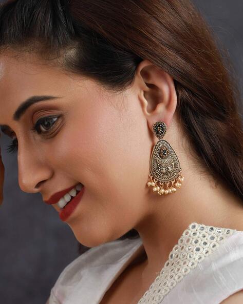 Tiktok Star Queen in Really Big Hoop Earrings in Oxidised Black Metal  Afghani Long Jhumka Earrings - Etsy