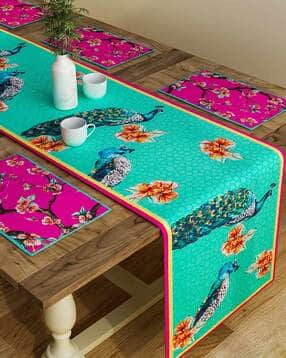 sej by nisha gupta Set of 6 Floral Print Table Placemats & Runner-picture-24