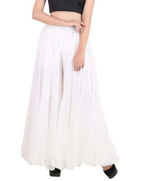 Solid Georgette Womens Flared Palazzo Pants