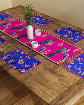sej by nisha gupta Set of 6 Floral Print Table Placemats & Runner-picture-32