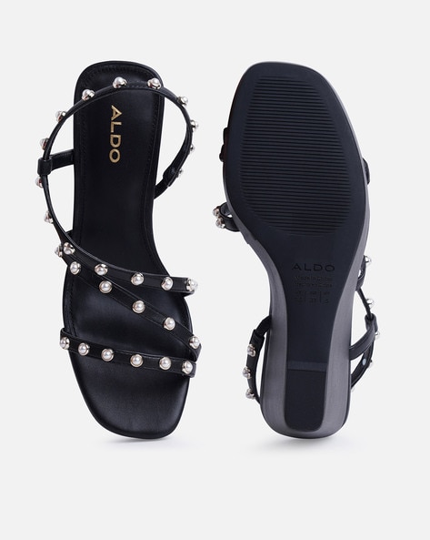 Black best sale studded wedges