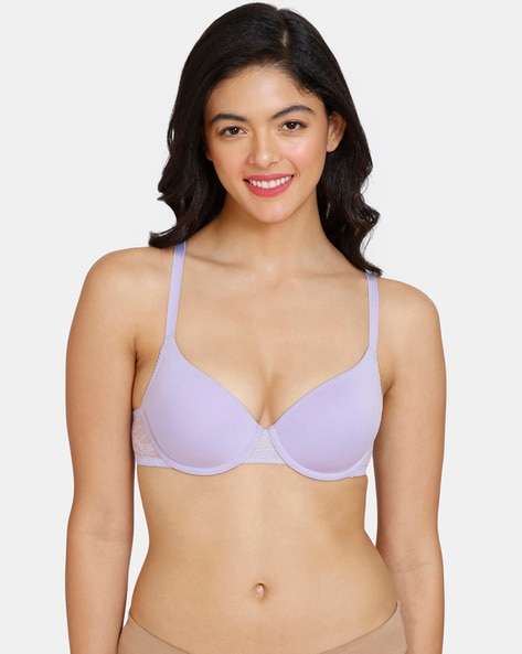 Buy Zivame All That Lace Padded Wired Low Coverage Bra-Grey at Rs.358  online