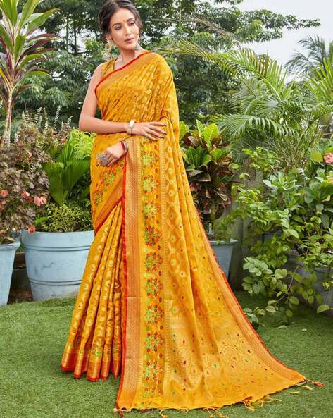 Laxmipati Balushahi 8298 Turkey Silk Yellow Saree – Laxmipati Sarees | Sale