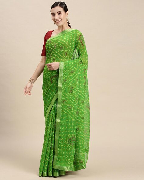 Buy Swaron Printed Bandhani Chiffon Blue Sarees Online @ Best Price In  India | Flipkart.com