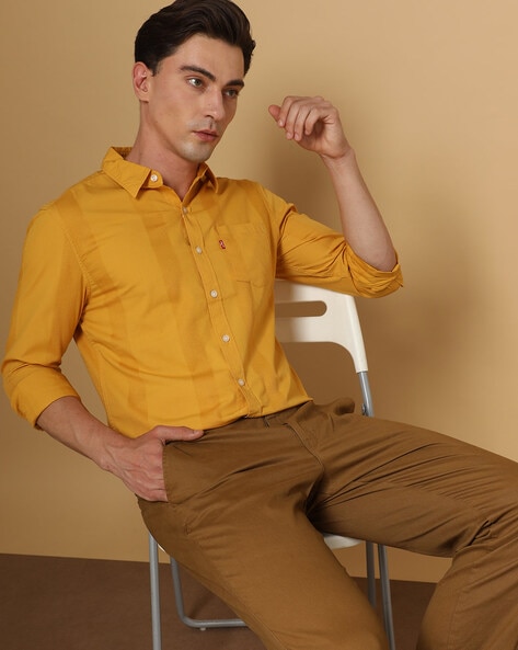 Poly Cotton Yellow Full Sleeve Plain Shirt at Rs 788 in Kanpur | ID:  25985995162