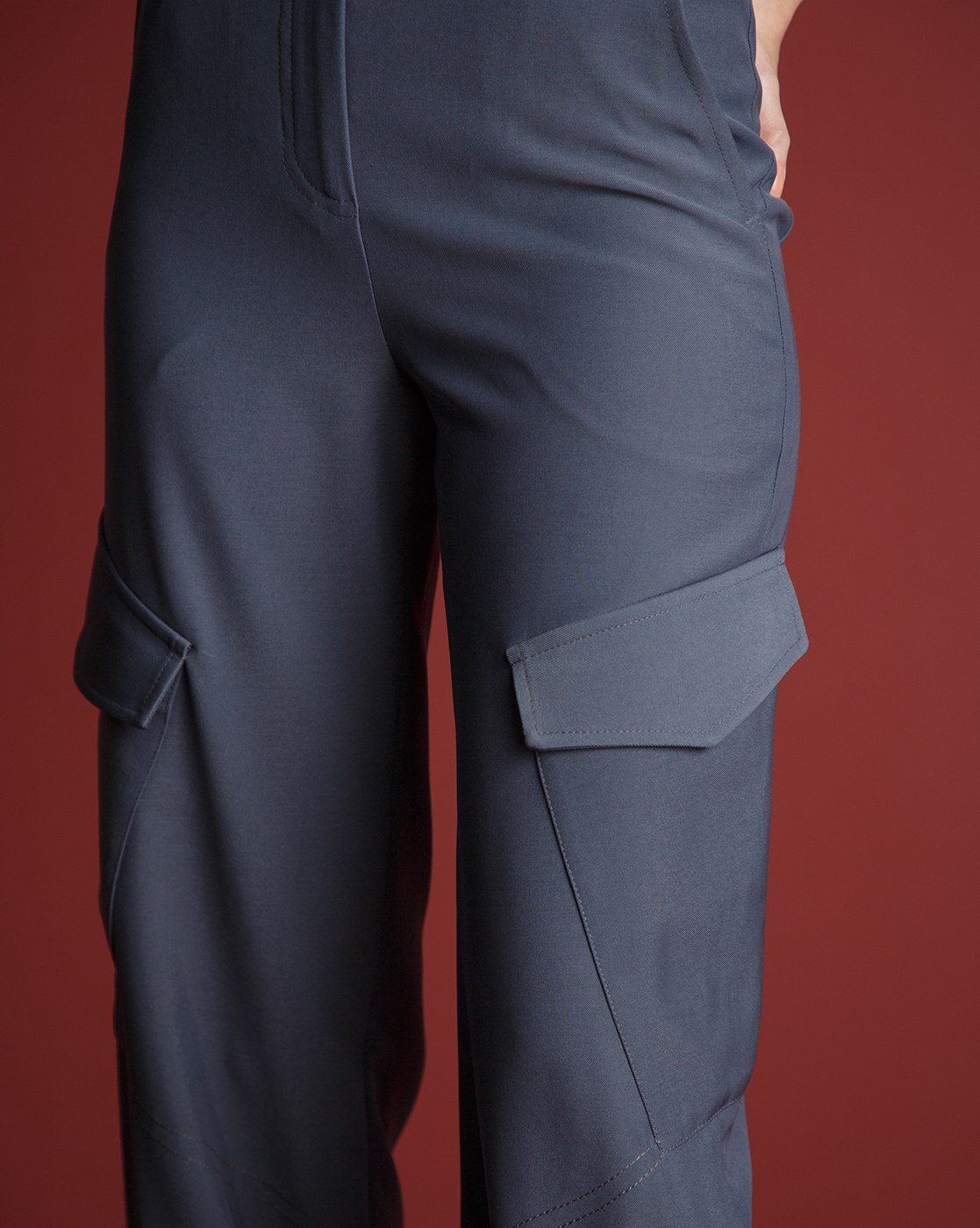 Buy The Dapper Lady Relaxed Fit Cargo Pant with Insert Pockets, Grey Color  Women