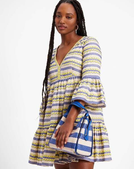 Striped on sale embroidered dress