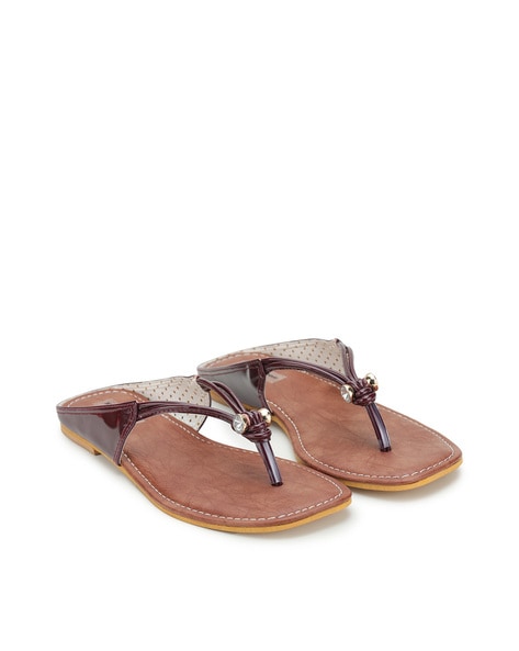 Maroon flat sandals hot sale