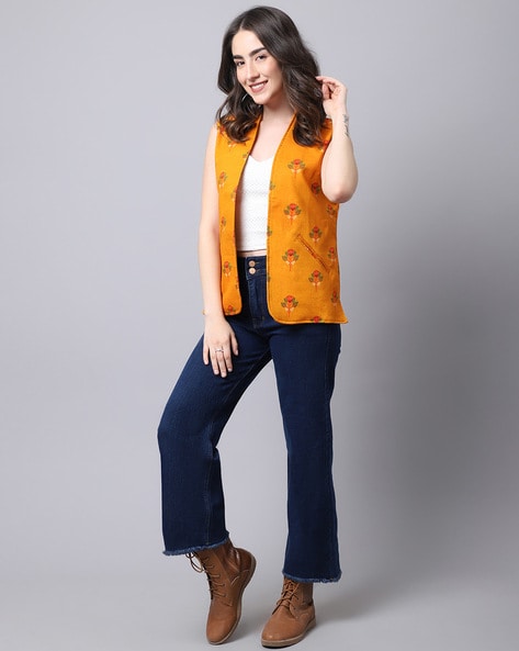 Yellow hot sale waistcoat womens