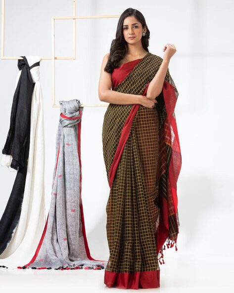 Buy Black & Blue Sarees for Women by Angoshobha Online | Ajio.com