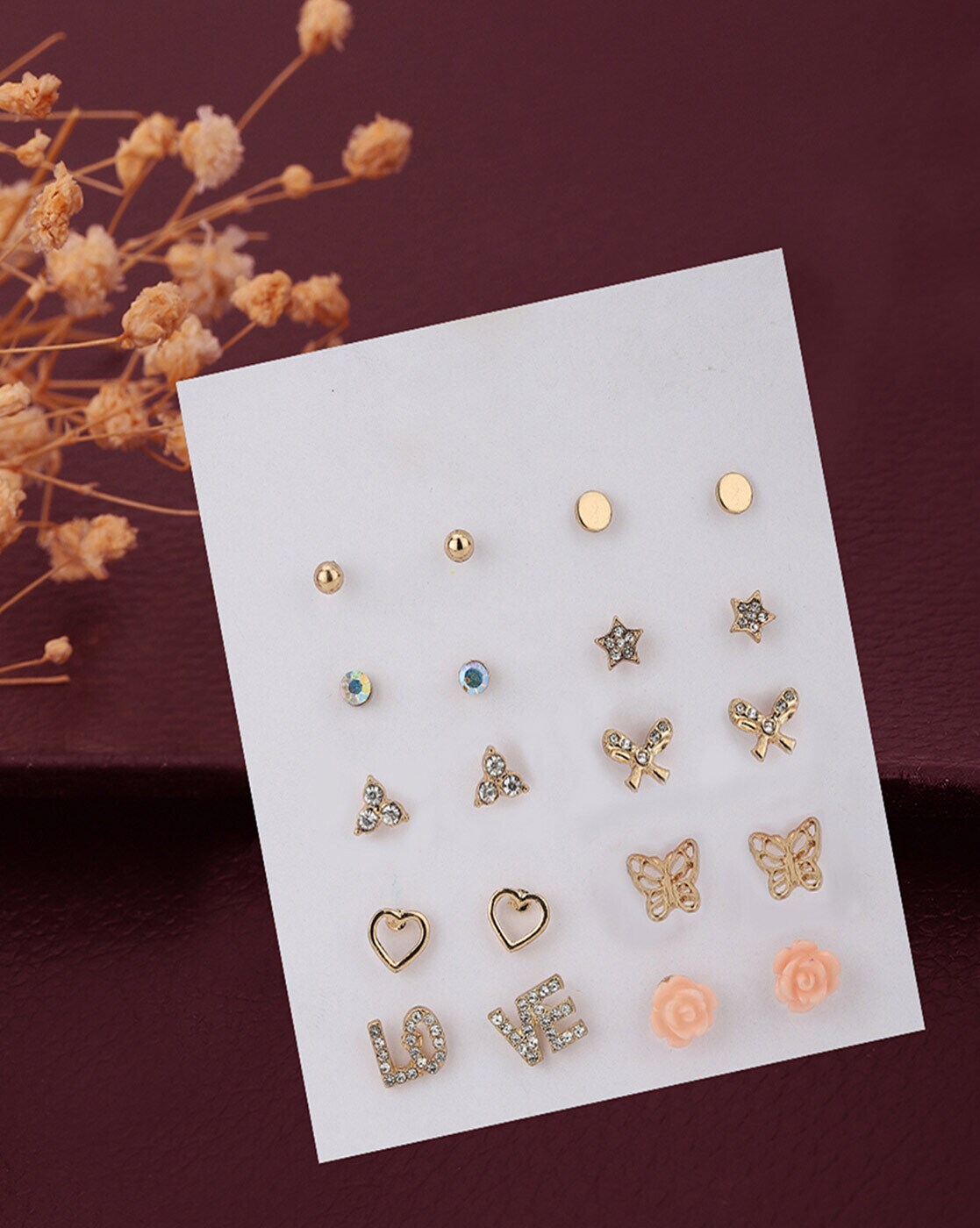 Accessorize London Womens Gold 3 X Flower Stud Earring Set