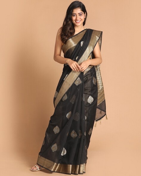 Buy Black Sarees for Women by Indethnic Online