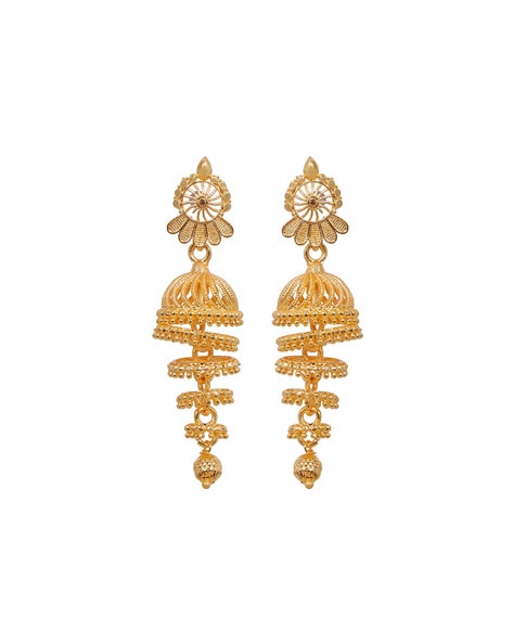 Gold 22kt 3 Step Jhumka Earrings – Welcome to Rani Alankar