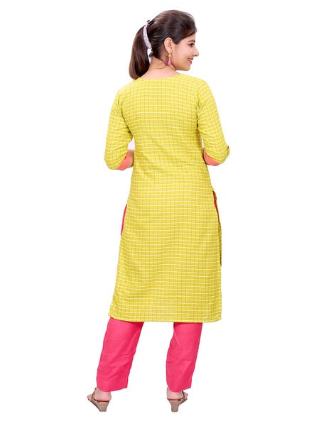 KANHA - KAYNAT - HEAVY CHINNON NECK AND FRONT SWAROVSKI WORK FROCK STYLE  KURTI BY KANHA BRAND WHOLESALE AND DEALER